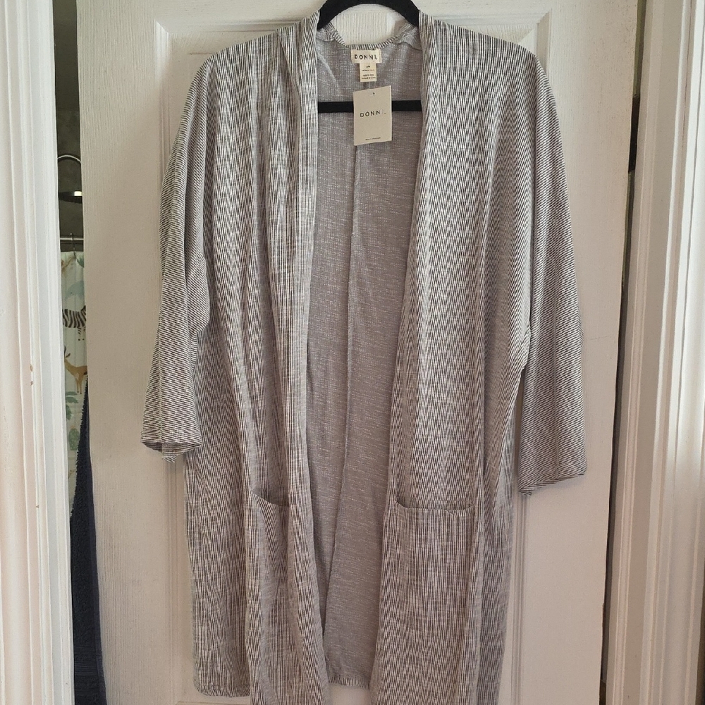 DONNI. Gray Striped Cardigan